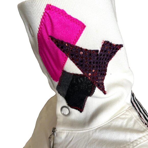 Handmade Patchwork Jacket Size XS Small White Red Mummy Zombie Bloody Cosplay S - Picture 6 of 14